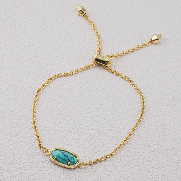 Kendra Scott Oval Blue Cracked Turquoise Bracelet - Picture 1 of 1